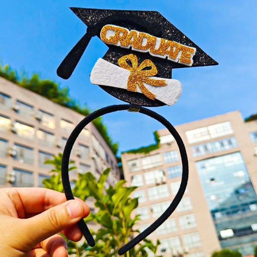 Celebrate Graduation Cap Headband Non-slip Shiny Grad Cap Headband Colorful Personality Graduation Hat Hairband