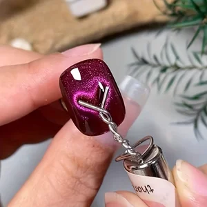 1/2/3/6 PC Cat Eye Nail Magnetセット柔軟な鉄のワイヤを備えて、ネイルにハートとインゴットの形状を作成するためのネイルアートアクセサリーツール 6ベストセールスネイルスタンピングポリッシュ-6