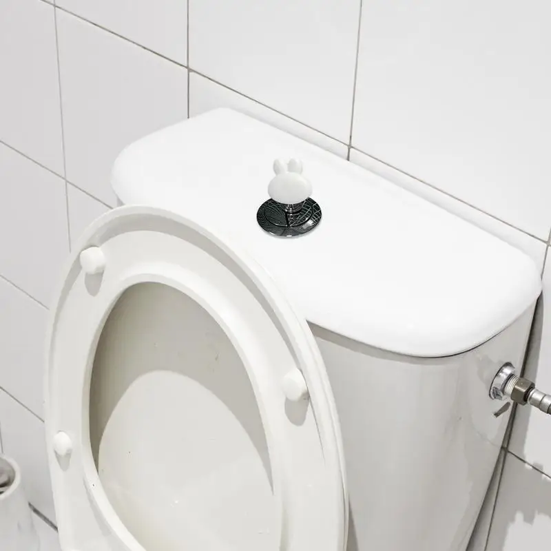 Botón de descarga de inodoro, manijas de cajón de gabinete de conejo lindo, manija de gabinete de empuje de botón para el hogar, muebles de baño, armario
