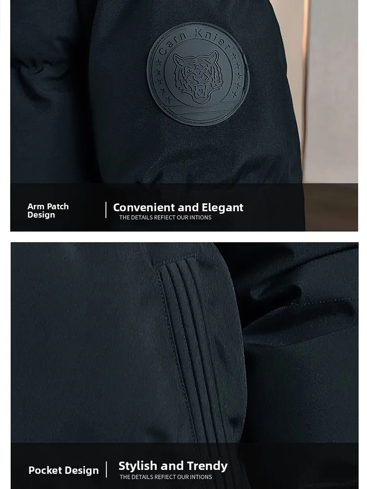 

Men's Winter Thiened down Cotton Jaet Casual Collar Coat Windproof Stand Fit Long Sve Zipper Closure Color