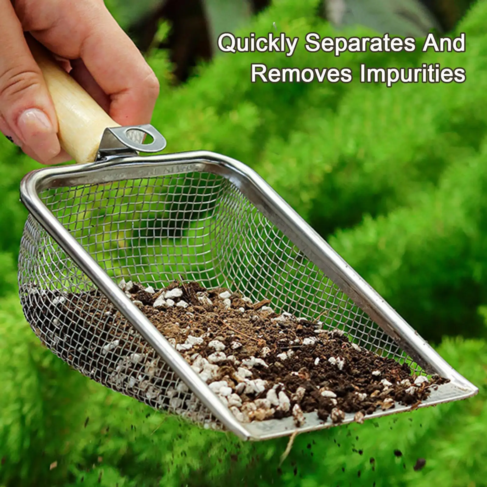 Soil Sifter For Gardening 2.8mm Hole Stainless Steel Rust Proof Soil Sieve Yard Dirt Sieve Hand Shovel For Outdoor Yard Beach