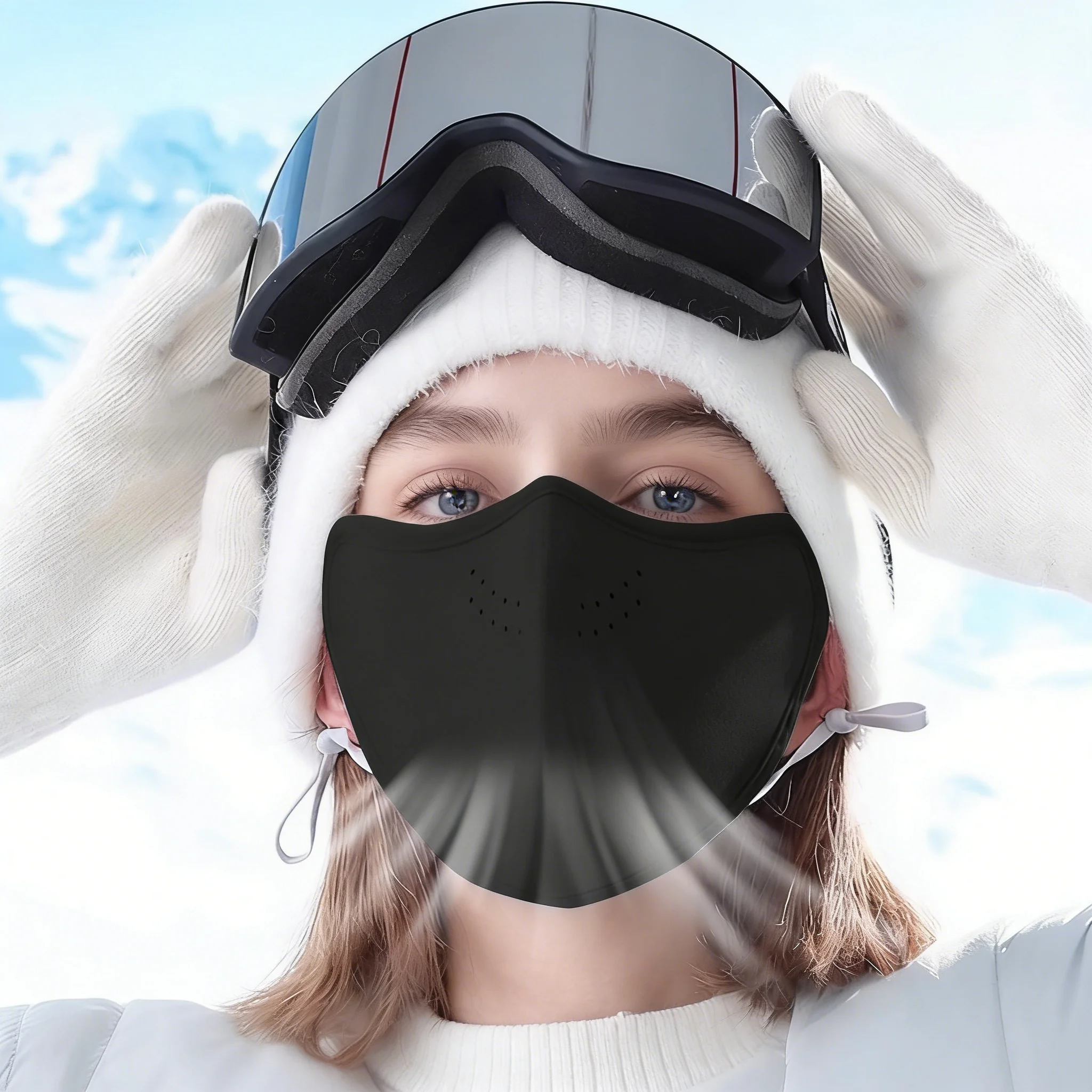 Women's Outdoor Cold-Proof Mask Thickened With Breathable Holes Windproof Dustproof Warm Face Cover For Winter Daily Use