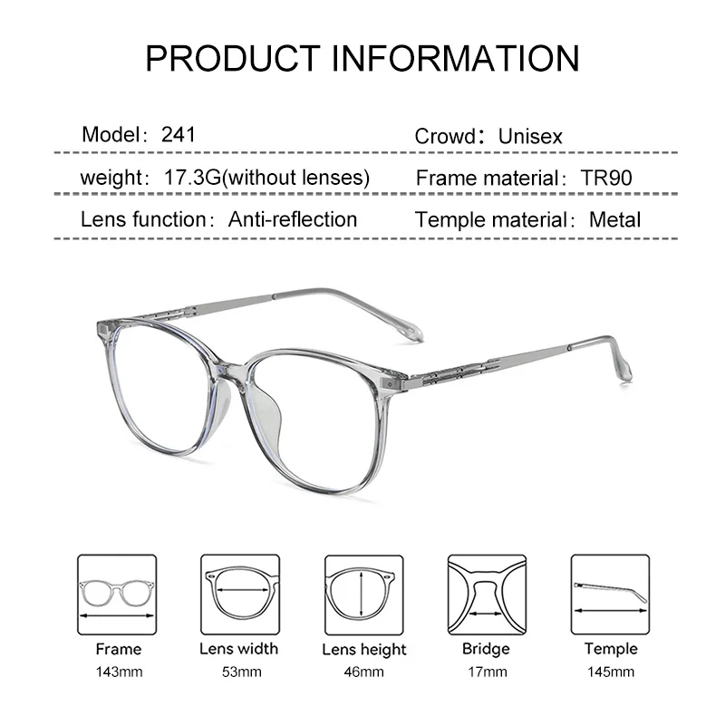 EYORA موضة البيضاوي TR90-معدن الحد الأدنى نظارات للقراءة قصر النظر نظارات مد البصر مكافحة الأشعة الزرقاء نظارات التقدمية اللونية
