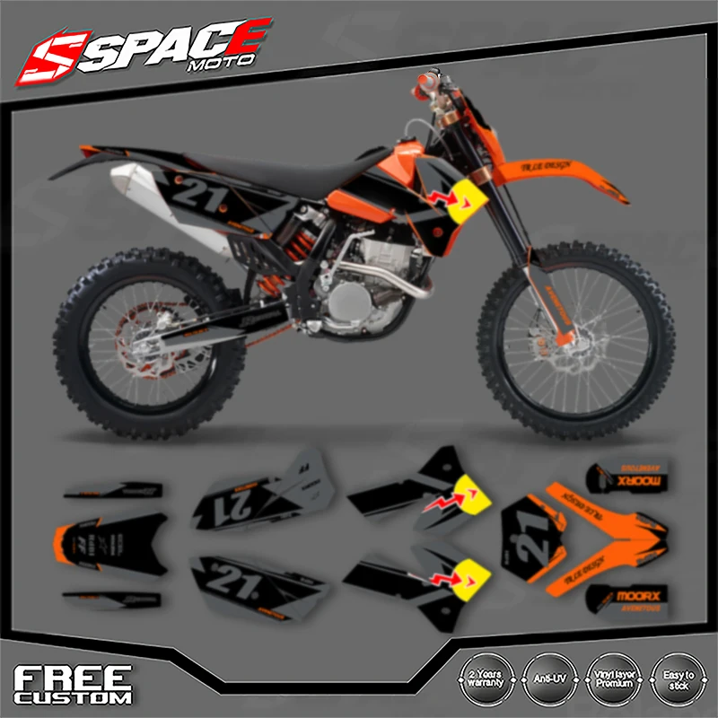 الفضاء مخصص دراجة نارية الرسومات خلفية مائي ل KTM 2005 2006 SXF 2006 2007 XCF 2005 2006 2007 EXC الشارات ملصقات أطقم 02