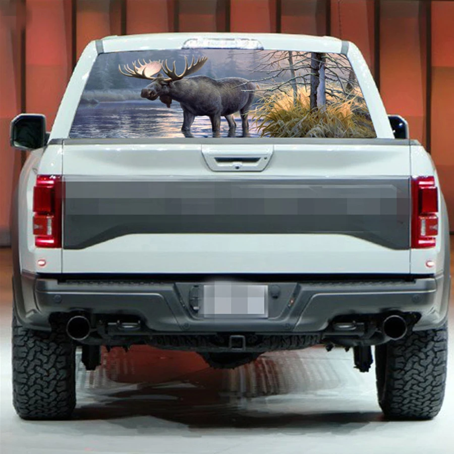 1pcs 22"x65" Rear Window Graphic Decal Forest Animals Moose Rear Window Sticker for Jeep SUV