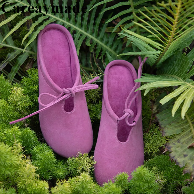 Careaymade-Genuine leather women's Sheepskin Slippers,Spring Soft Bottom and Surface Pure handmade Fashion Comfortable Mules