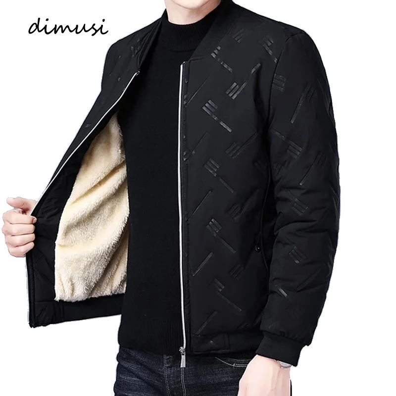 DIMUSI Winter Bomber Jacket Men Casual Baseball Thicken Fleece Warm Jacket Slim Fit Streetwear Coats Fashion Men Brand Clothing