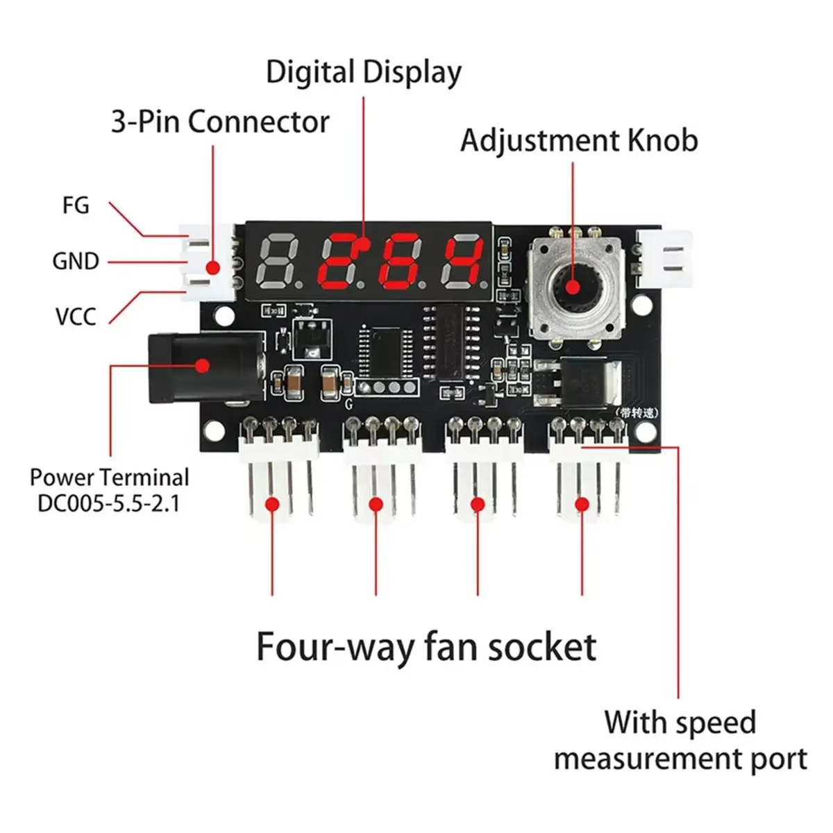 2026 New DC 5-24V 5A 4 Way PWM Fan Speed Control Intelligent Temperature Control Cooling Temperature/Speed DC Motor Controller