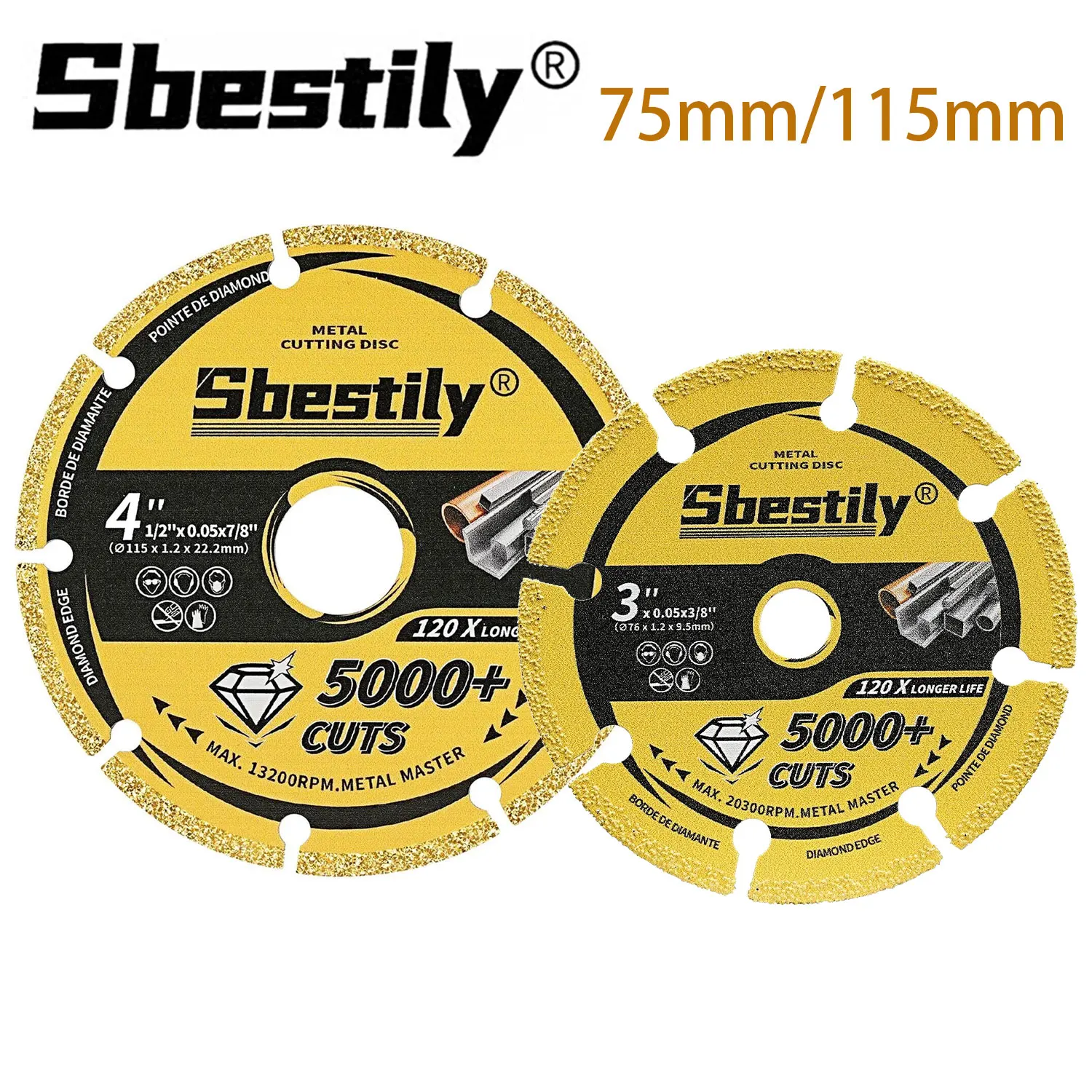 Sbestily 75mm115mm Diamond Cutting Disc 5000+Cuts Metal Cutting Wheel Glass Reinforced Wood Cutting Saw Blade For Angle Grinder