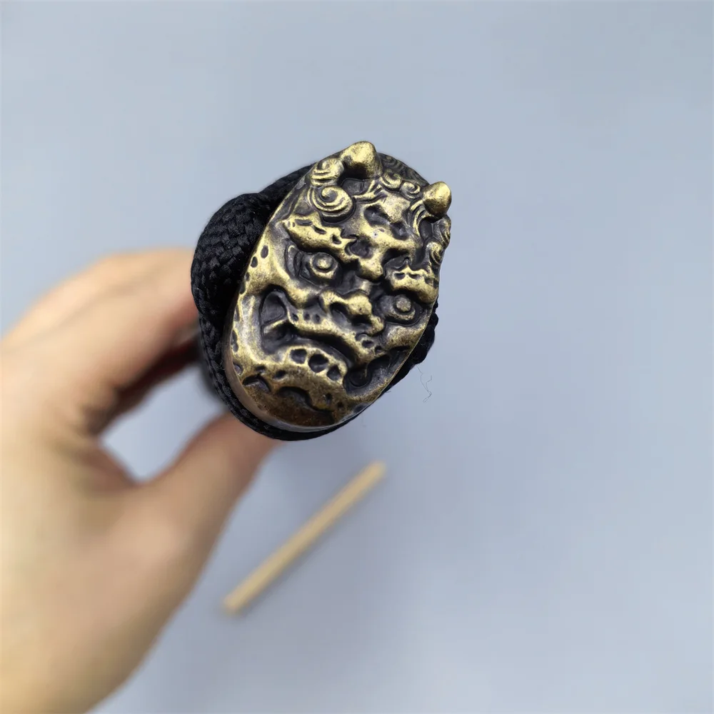 26CM TSUKA HANDLE ALLOY FUCHI MENUKI KASHIRA BLACK SILK ITO FITTINGS FOR JAPANESE SWORD SAMMURAI KATANA HILT PARTS NICE - view 5