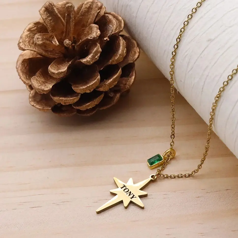 

Ожерелье-чокер Todorova с подвеской в виде Северной звезды на заказ, из нержавеющей стали, простое, с эффектом звездного света, романтический подарок для вечеринок и влюбленных