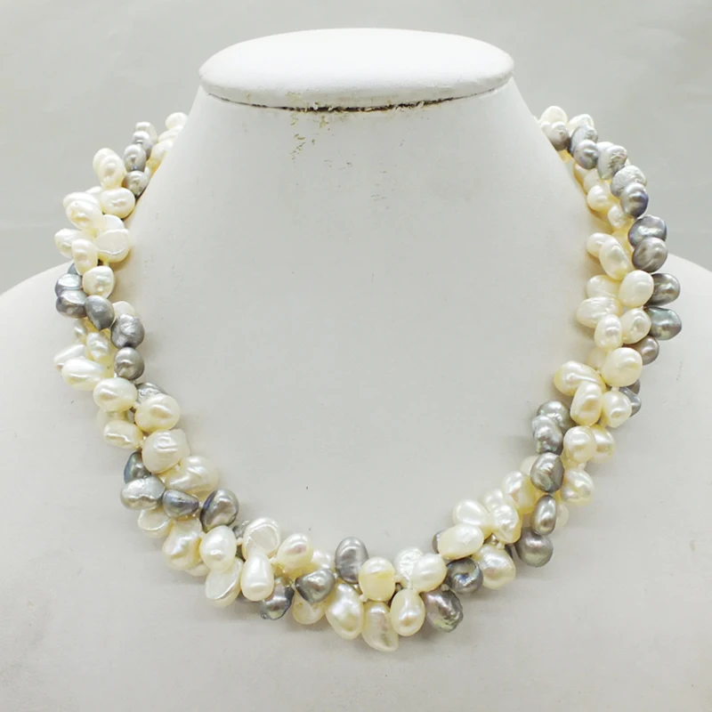 Excellent AAA 3 shares, baroque seawater pearl. White pearl necklace  19