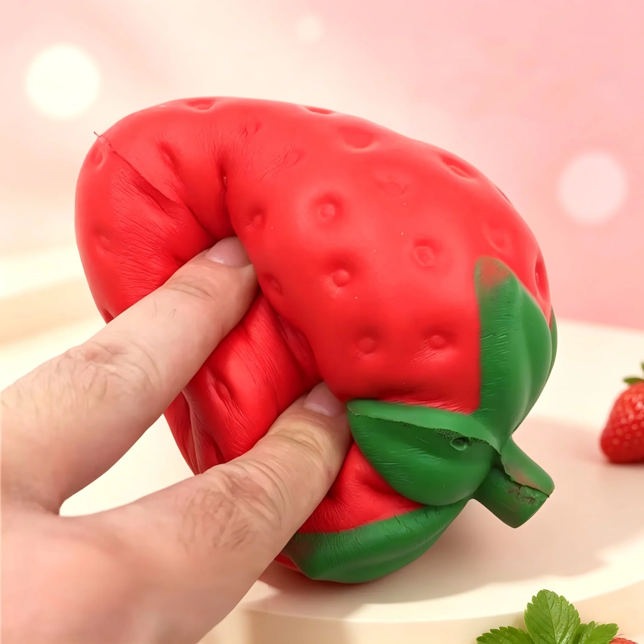 Big Strawberry Squishy Toy Super Soft PU Slow Rebound Simulation Fruit Squeeze Toy Stress Relief Sensory Play Toy For Gift