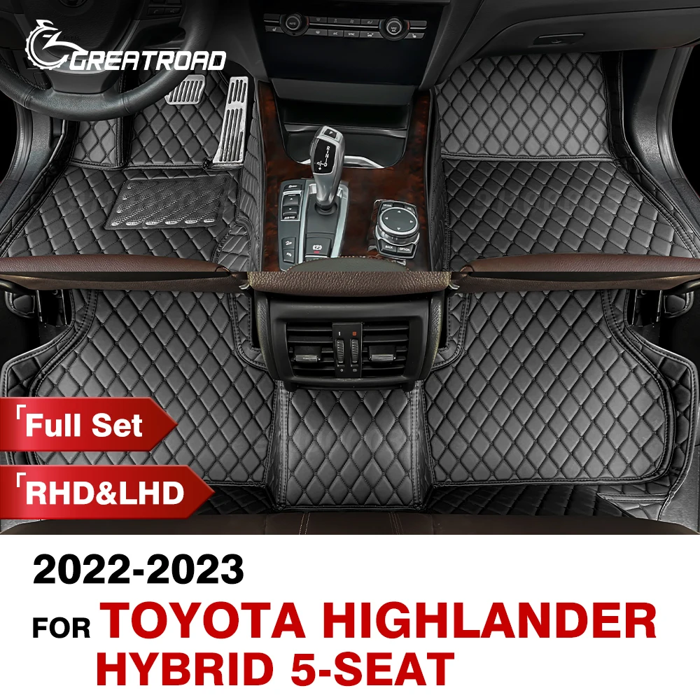 

Car Floor Mats For Toyota Highlander Hybrid 5 Seats 2022 2023 Custom Auto Foot Pads Automobile Carpet Cover Interior Accessories