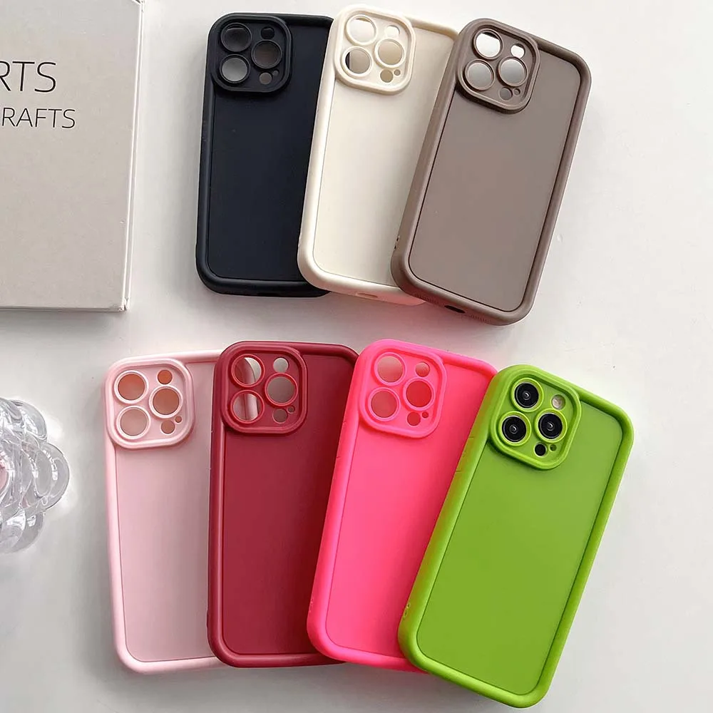 Precise Camera Hole Pure Color Case For iPhone iPhone 16 15 14 13 12 11 Pro Max XR XS 7 8 SE Plus Soft TPU Cover Skin