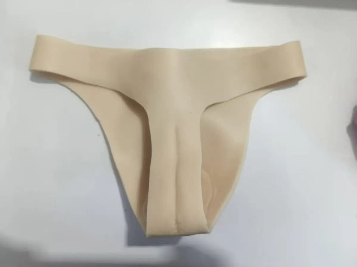 Silicone Realistic Fake Vagina Thong Panties for MTF Crossdresser Femboy, Sexy Lingerie Tucking Underwear with Hidden Penis Pouc