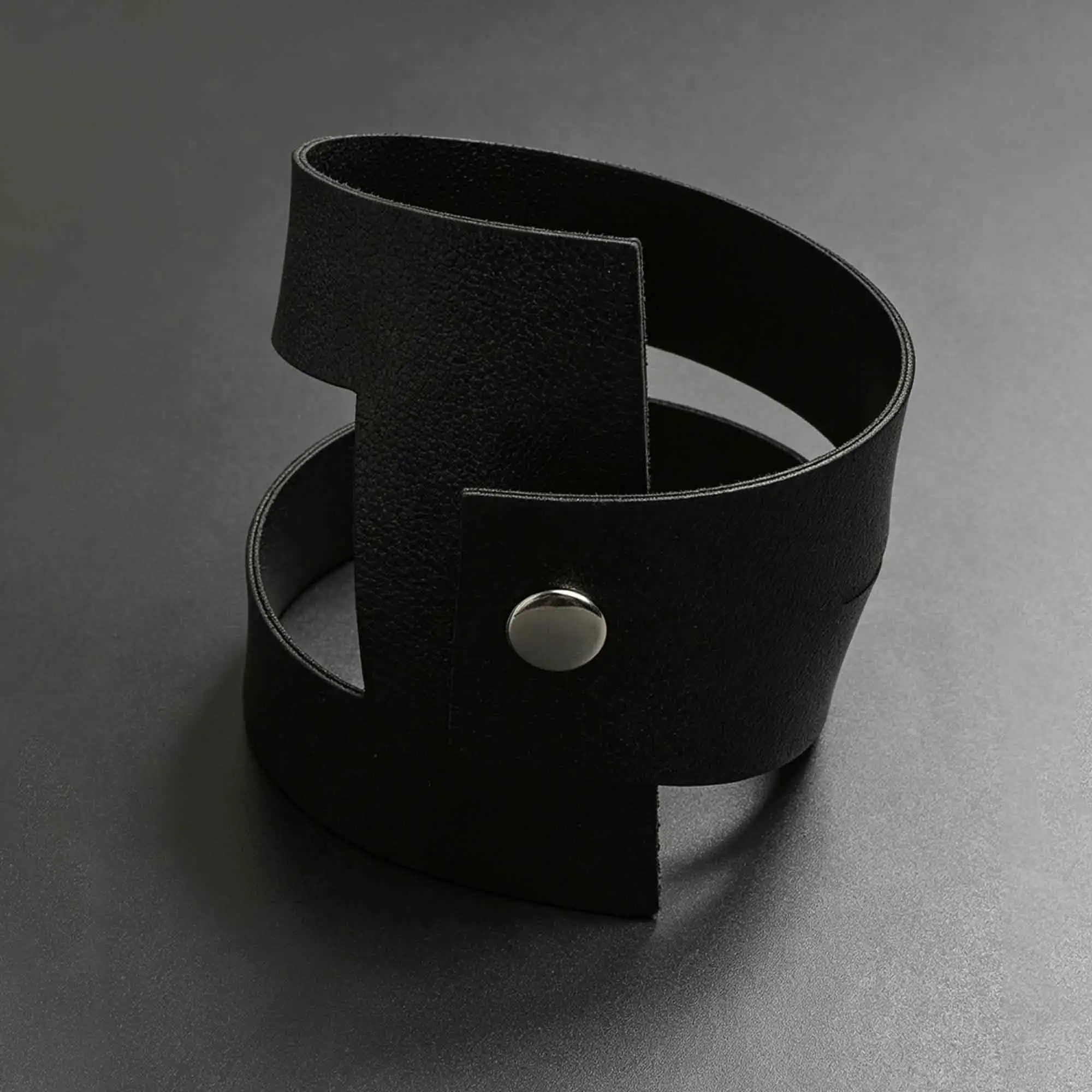 Marliwoo Women PU Leather Wrap Cuff Bracelet Metal Snap Decor For Club Cosplay Street Festival Matching