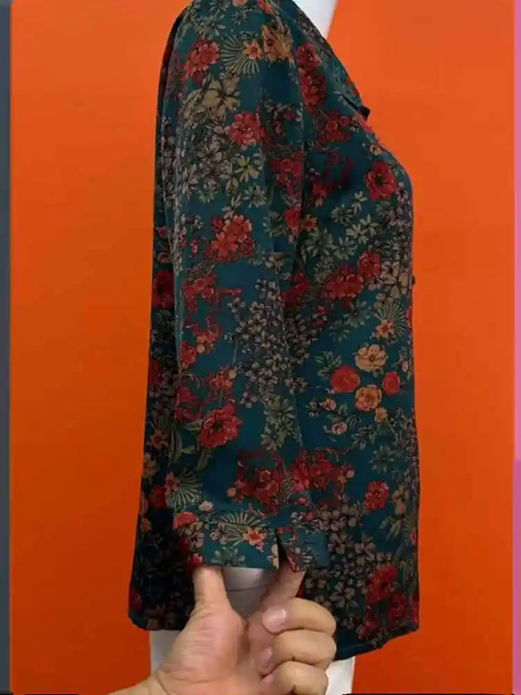 Lightweight Silk Printed Loose Mom irt Faionable Svel Cardigan Ele Open Front Casual Women's Summer Top