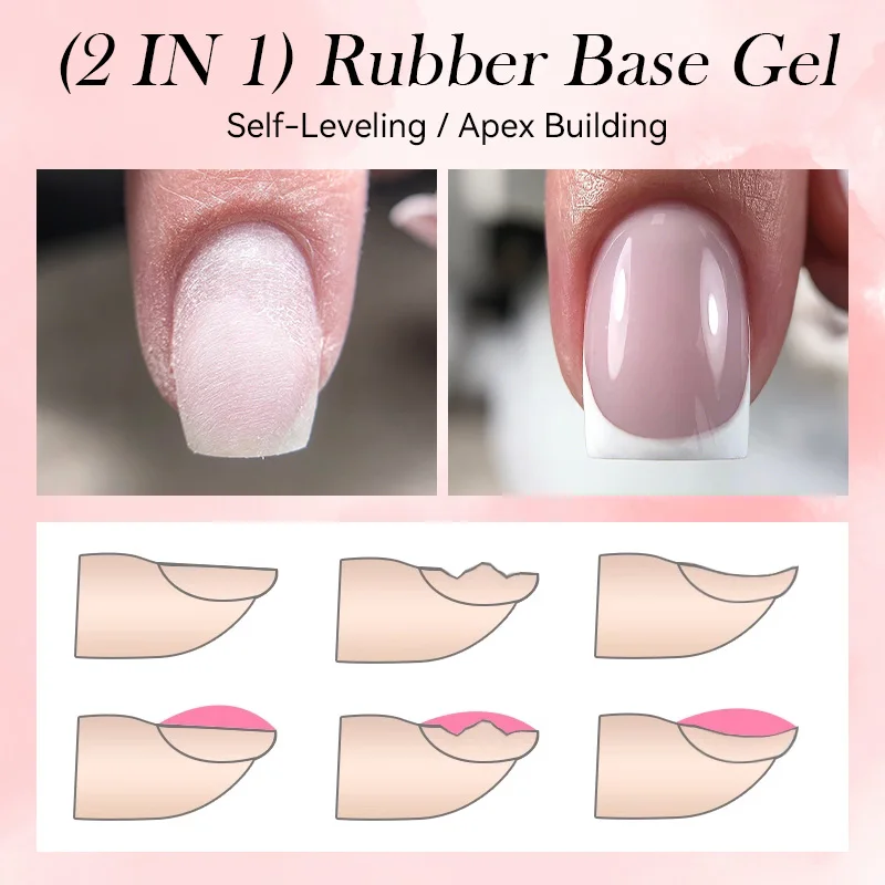 LILYCUTE 6 قطعة 2 في 1 قاعدة مطاطية جل عاري وردي اللون أبيض حليبي نقع قبالة شبه دائمة التسوية الذاتية هلام مسمار الفن الورنيش #5