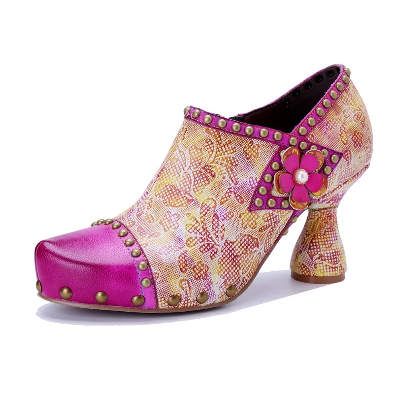 

Женские летние туфли-лодочки из овчины 7,7 см, коллекция 2025, разноцветные туфли-лодочки на массивном каблуке большого размера с открытым носком и молнией, сандалии, обувь