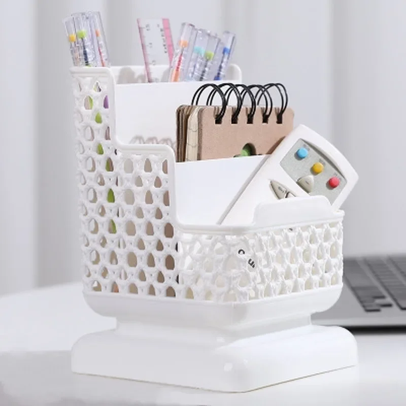 Organizador de maquillaje de papelería escolar, caja de almacenamiento de escritorio, contenedor de cosméticos, organizador de plástico, suministro