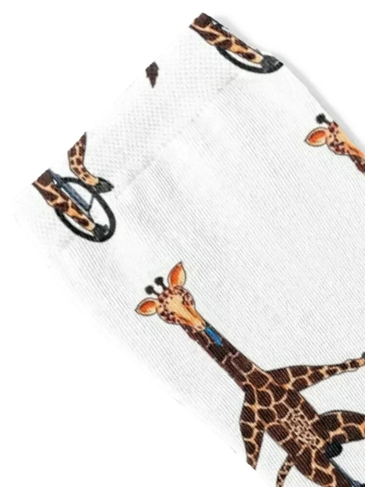 Chaussettes de sport Parker pour hommes et femmes, chaussettes girafe sur un monocycle