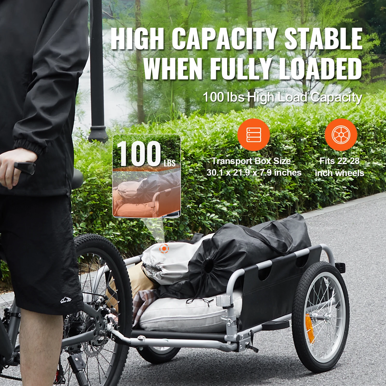 SucceBuy 100 lbs Bike Cargo Trailer Foldable Bicycle Wagon Storage Cart with 16