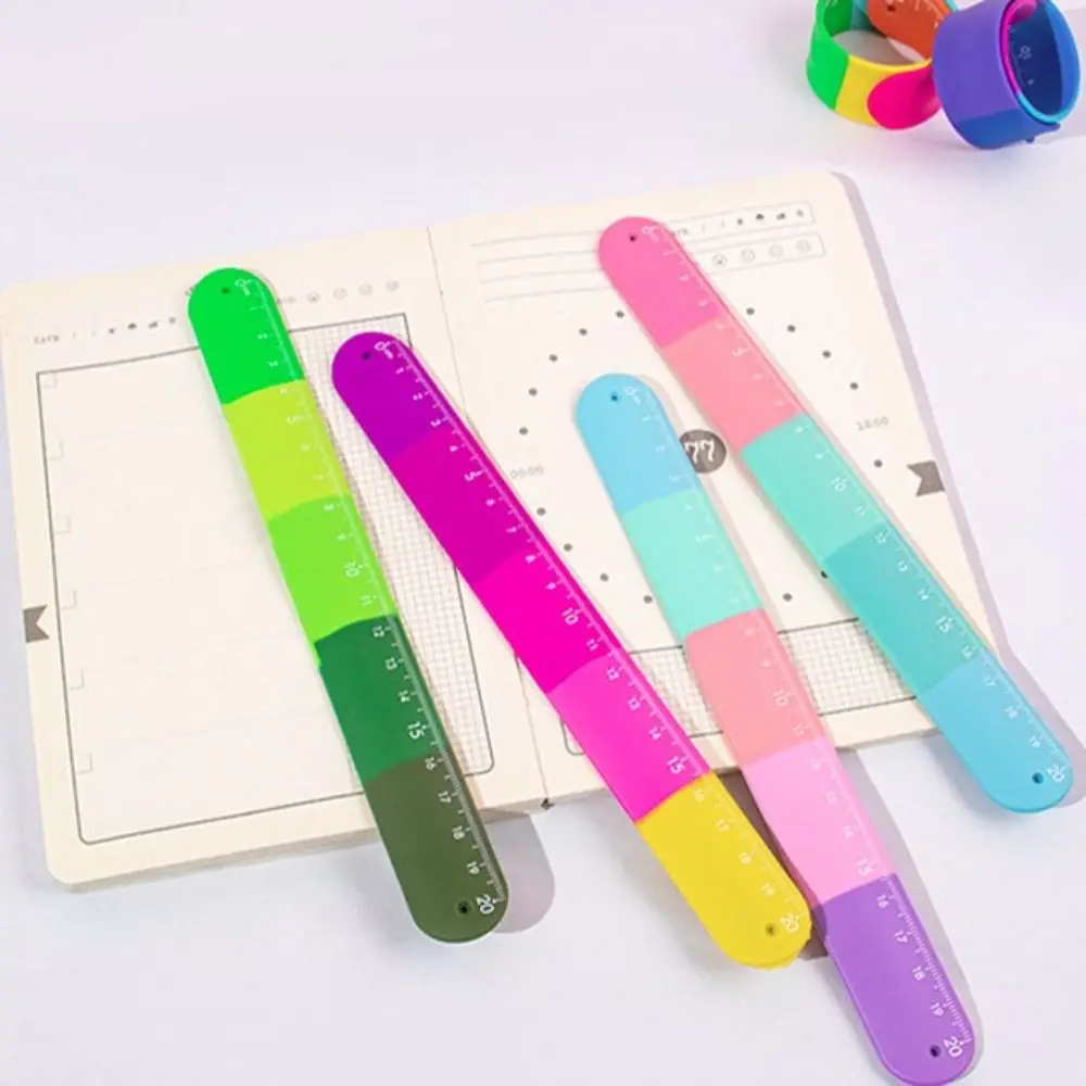 Durable Cute Funny Clap Ring Straight Ruler Creative Stress Relief Bracelet Ruler Silicone Drawing Drafting Tool