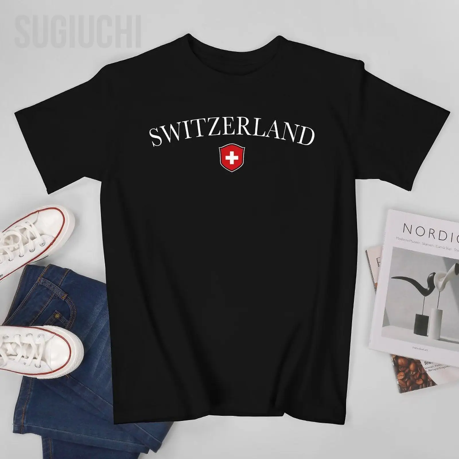 Men Switzerland Swiss Emblem Tshirt Tees O-neck T Shirts Women Boys 100% Cotton T-Shirt