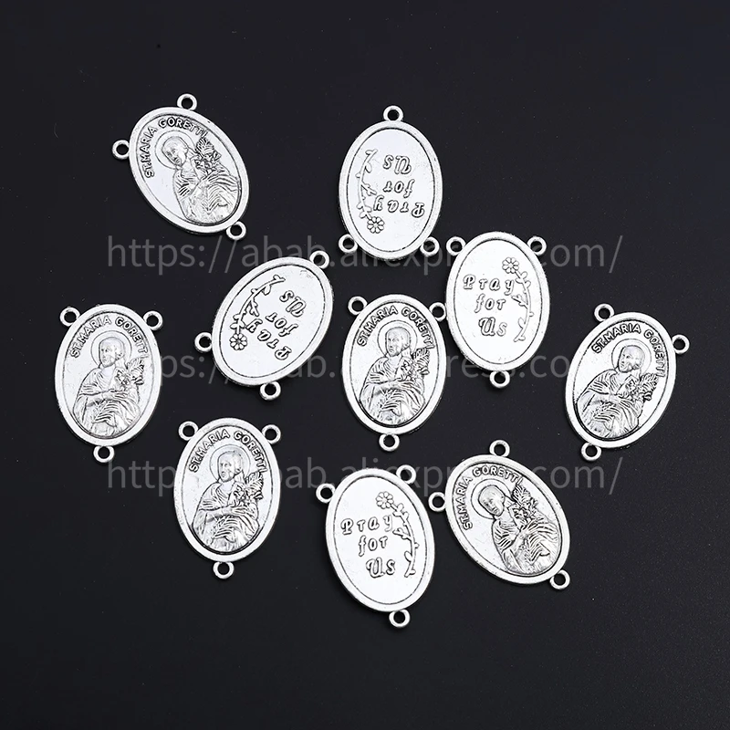 10 ps/Mary Medal, connector for the central part of the Rosary of the Virgin Mary, DIY jewelry accessories