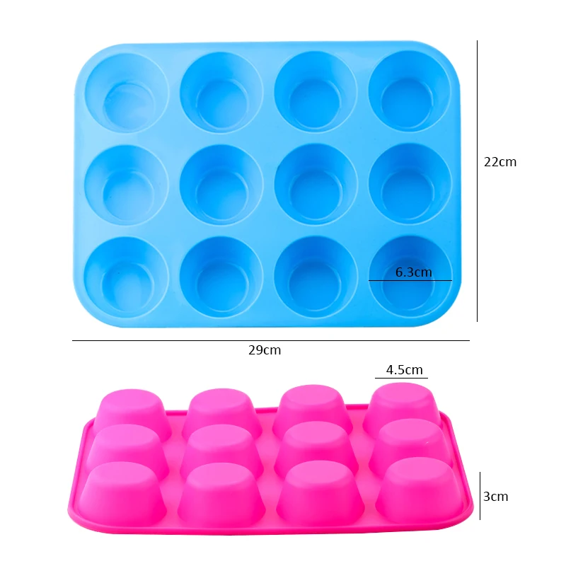 Mini Muffin 12 Holes Silicone Round Mold DIY Cupcake Cookies Fondant Baking Pan Non-Stick Pudding Steamed Cake Mold Baking Tool