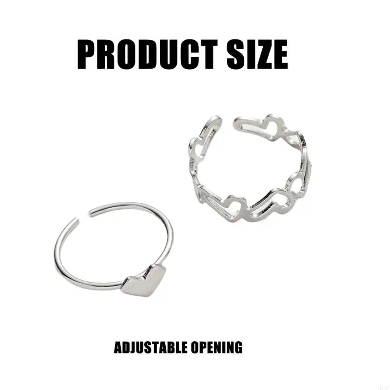 91AF 2PCS DATUM JUDELY Komfortable Ringe Verstellbare Ringe für jugendliche Frauen geeignet