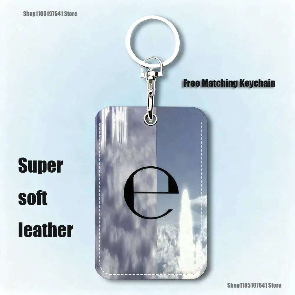 Drain G-Gang Ecco2k Pattern 1Pc PU Leather Card Holder Keychain Key Ring Door Lock Access Tags ID Card Case Keychain Card