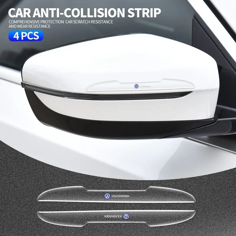4PCS Transparent Car Door Anti-collision Protector Bumper Strip Sticker For Volkswagen VW Golf 4 6 7 GTI Tiguan Passat B5 B6