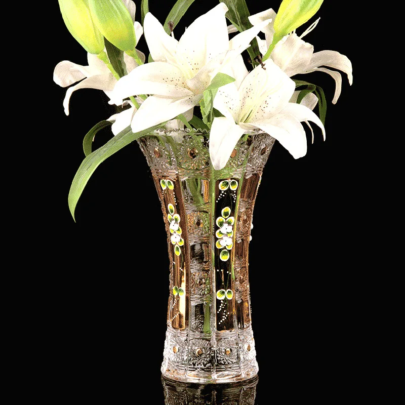 Original Imported Crystal Vase Gold Enamel Flower Living Room Decoration Creative and Slightly Luxury Gift