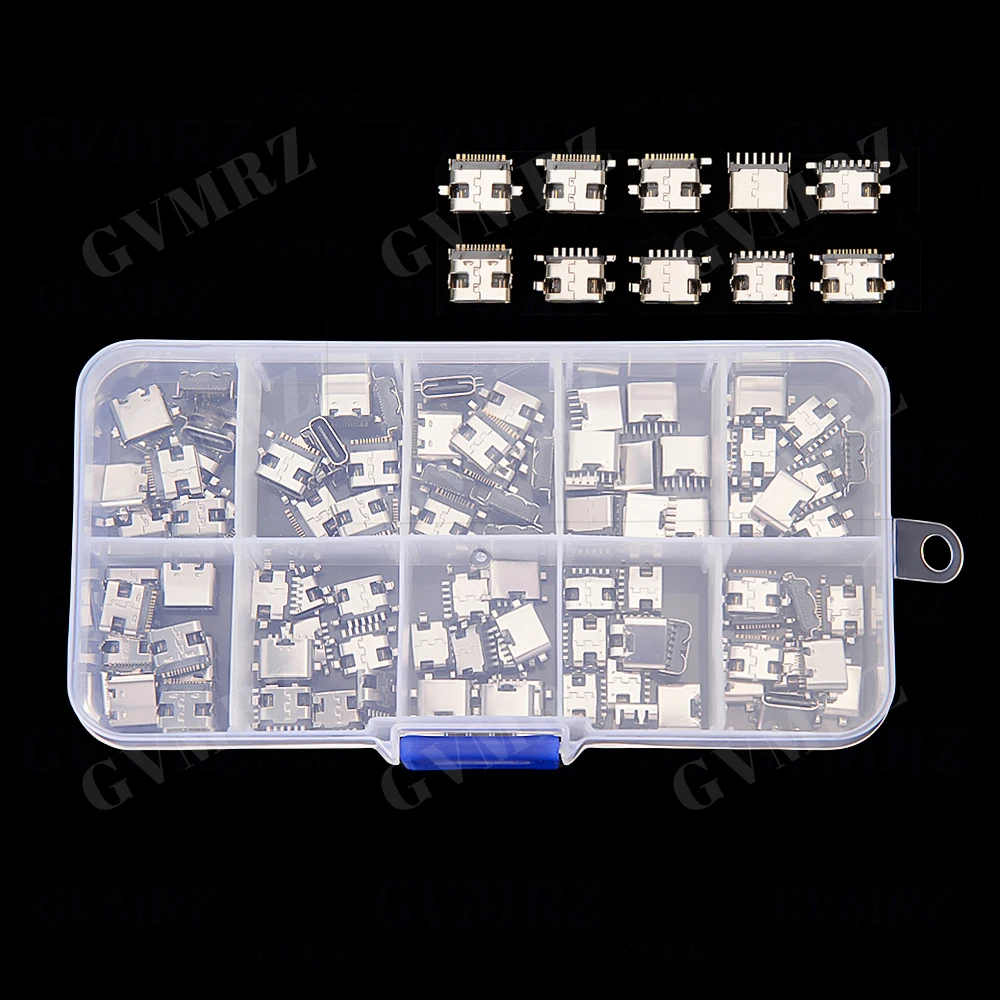 100Pcs Type C USB Charging Jack Welding Connectors USB-C Socket For Mobile Phone PCB DIY Repair Kits USB C