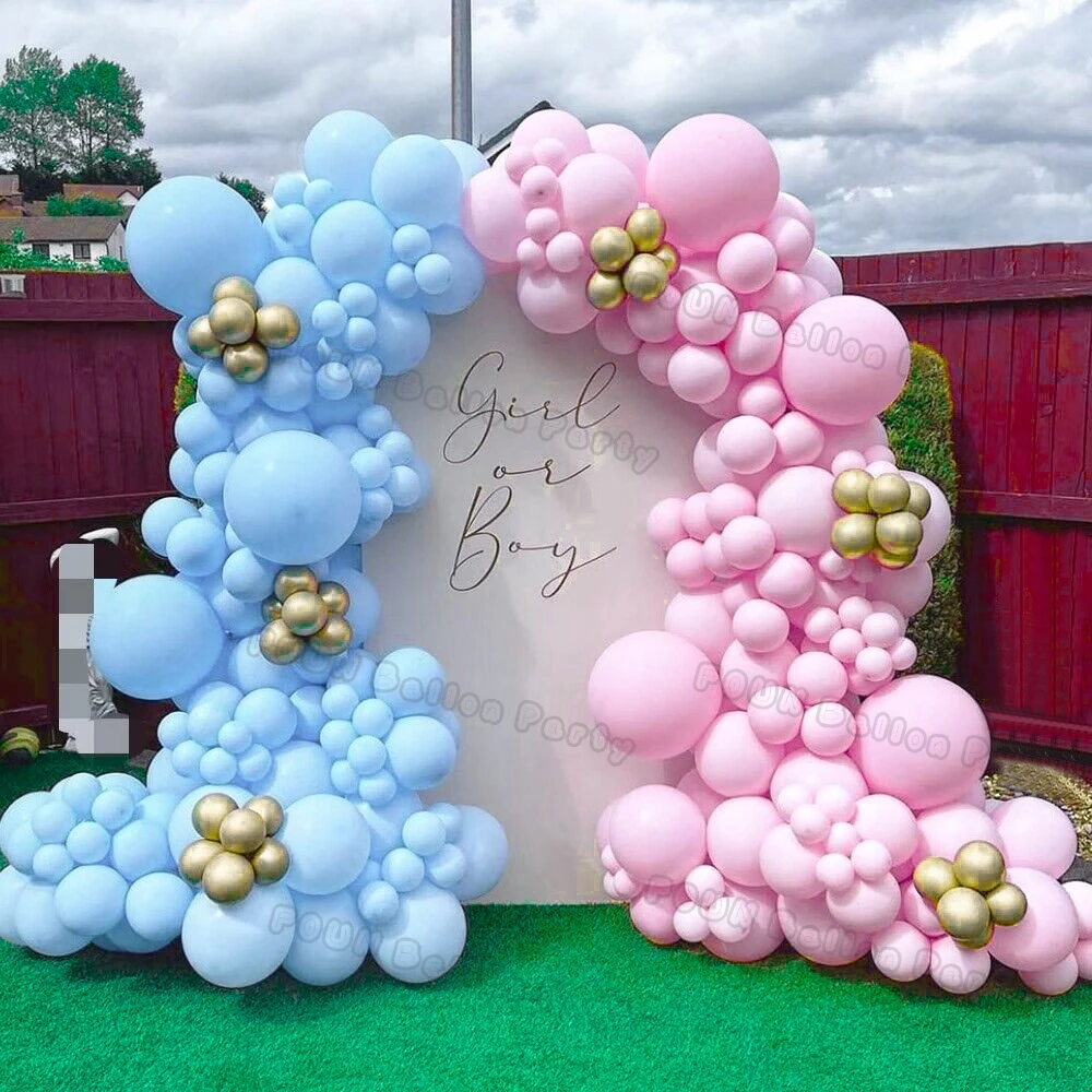 Gender Reveal Balloons Garland Arch Kit Boy or Girl Baby Shower Balloon Pink Blue Gold Ballon Birthday Party Wedding Decoration