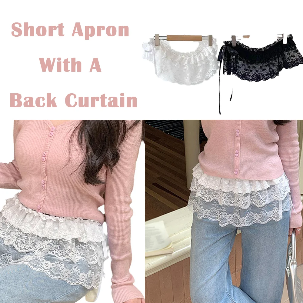 

Новый корейский стильный короткий фартук на шнуровке с ушками, дышащий, легкий, для весенне-летнего сезона, модный аксессуар