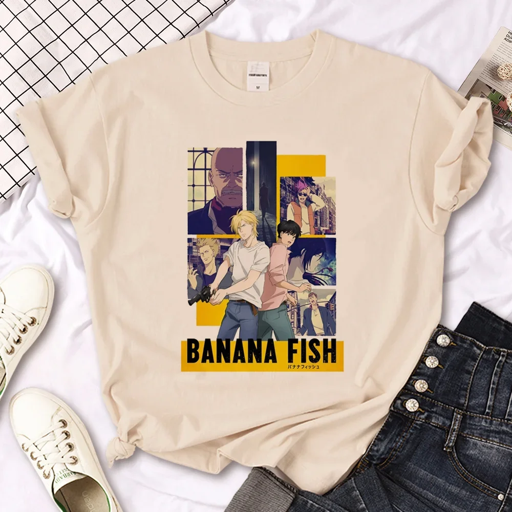 Banana Fish Tshirt Women Summer Streetwear Japanese Top Girl Harajuku Clothes, Fashion Casual Graphic Clothing Short Sleeve