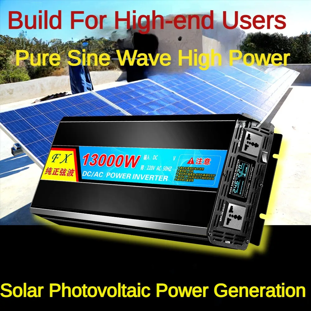 Heavy-Duty 10000W/13000W Inverter Efficiently Convert DC Power to AC Power with Pure Sine Wave Output (12V/24V/48V to 220V)