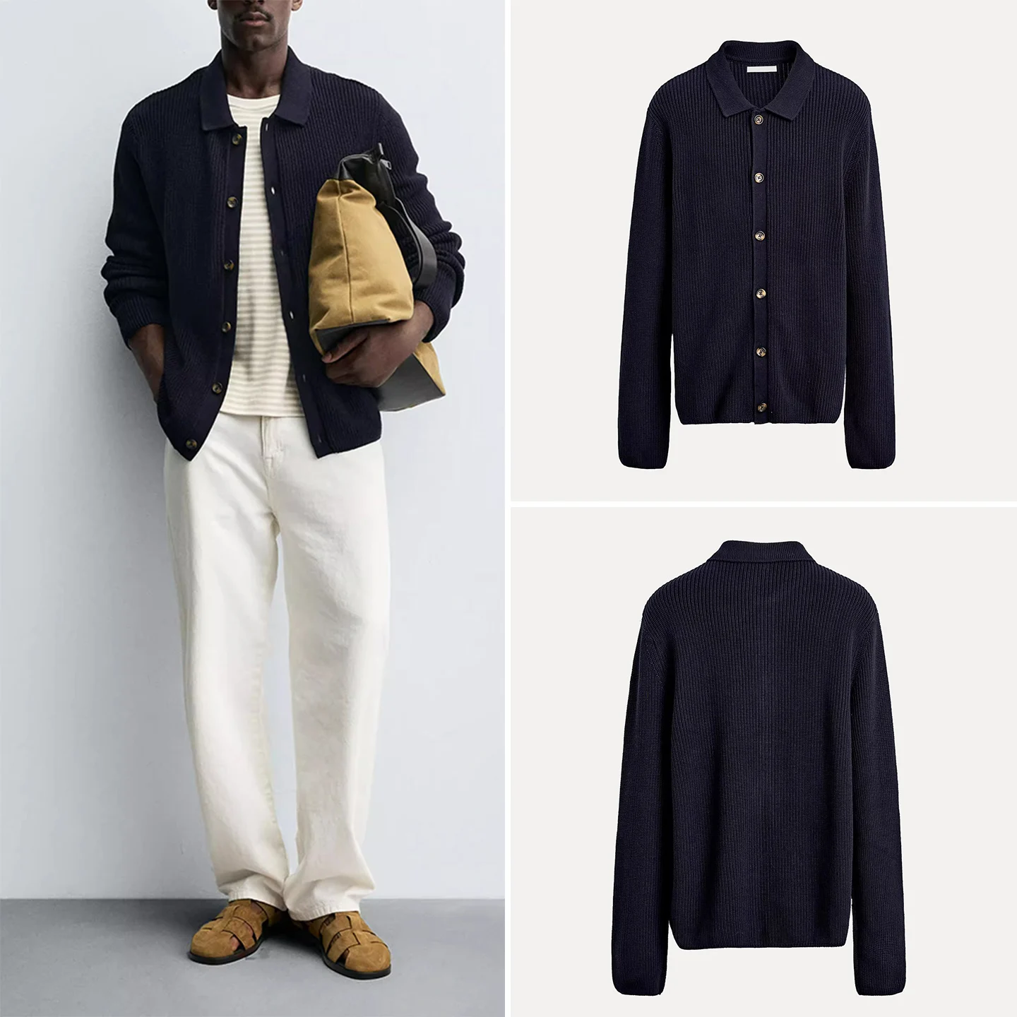 

Faionable Knitted Ribbed Outerwear for Men Versatile Daily Wear 2025 Autumn New Arrival Breathable Skin-friendly Chinese Made