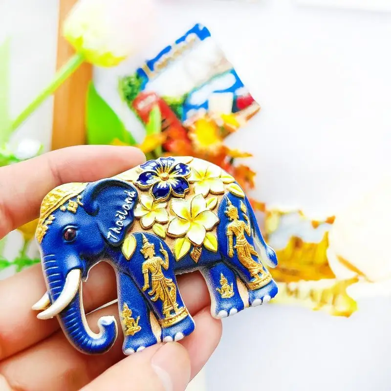 Asia Thailand Bangkok Elephant 3D Resin Fridge Magnets Decoration Articles Handicraft Magnetic Refrigerator Collection Gift
