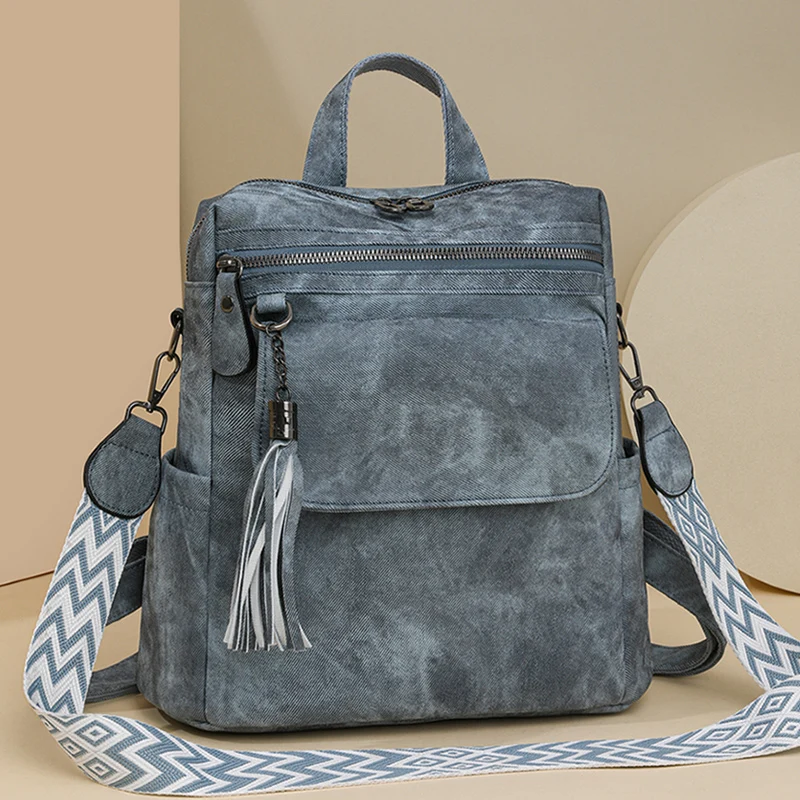 Ladies Daypacks Fashion Backpacks Women Big Travel Bagpack Large School Bags for Girls Solid Color Leather Rucksacks Female