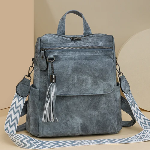 Imagen 2 del producto Mochilas de moda para mujer, mochila de viaje grande para mujer, mochilas escolares grandes para niñas, mochilas de cuero de Color sólido para mujer