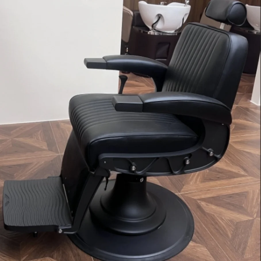 @#2026 A  Luxury Royal Gold Modern Hairdressing Barber Chair Durable Reclining Height Adjustable Salon Furniture For Hotel Use view 4