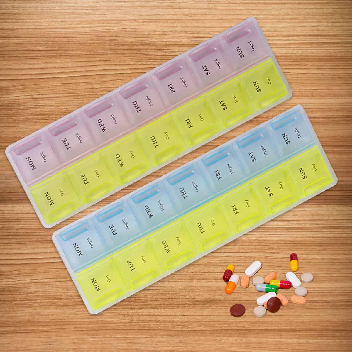 

3Pcs Portable Medicine Box 14 Grids Double Day Pill Organizer Case with Multi Compartments Storage Holder for Travel