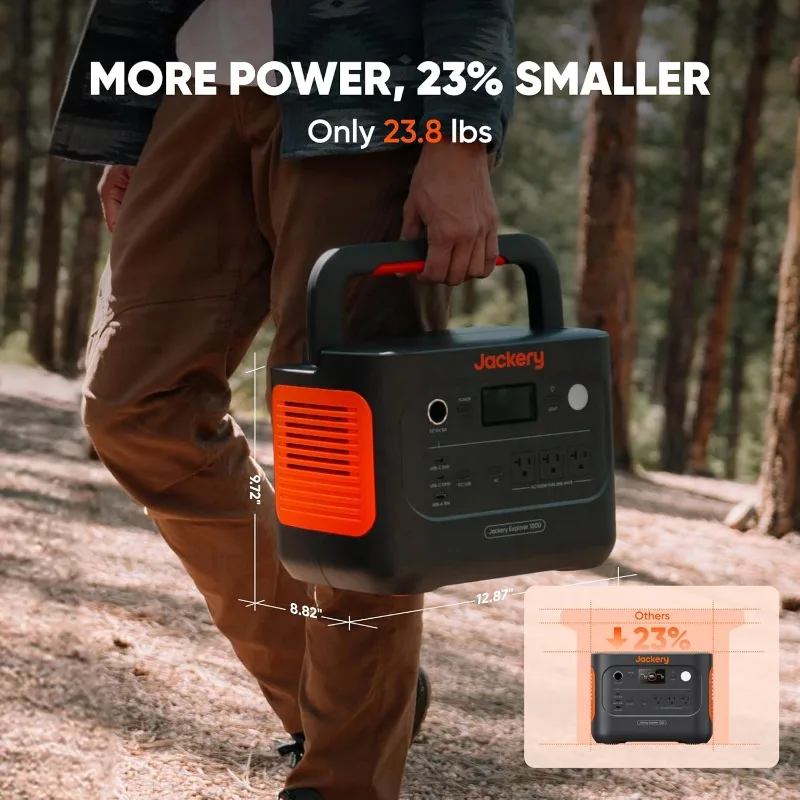 Gerador solar Jackery 1000 v2 com painel solar de 100 W, bateria LiFePO4 de estação de energia portátil de 1070 Wh, saída USB-C de 1500 W CA/100 W, 1