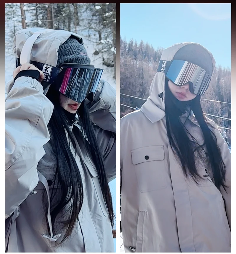 Kapvoe UV400 Schneebrille für Männer und Frauen, photochrome Ski-Sonnenbrille, Maske, Ski-Anti-Beschlag-Schutz, Schneemobil-Brille – Detail 2