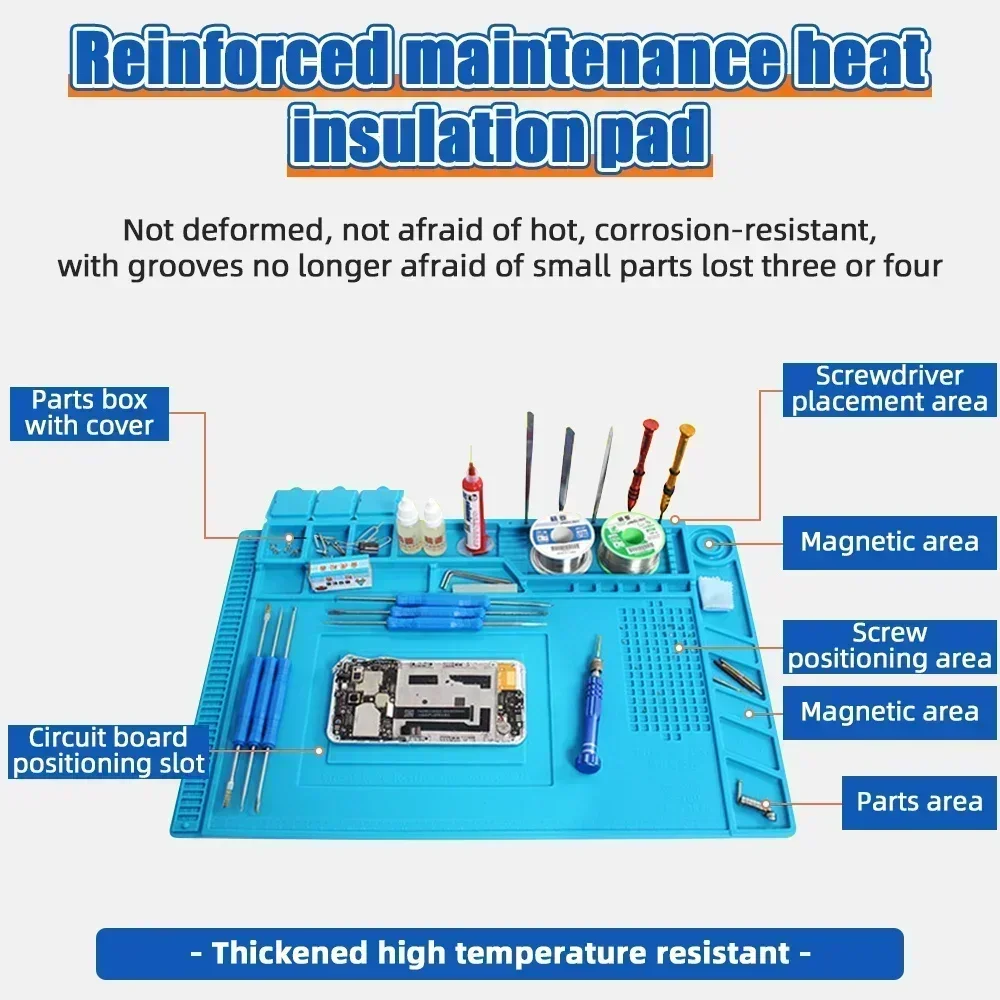 ESD Heat Resistant Soldering Mat S-160 S-180 Heat Insulation Silicone Pad Mobile Phone Soldering Work Platform Repair Pad Tools