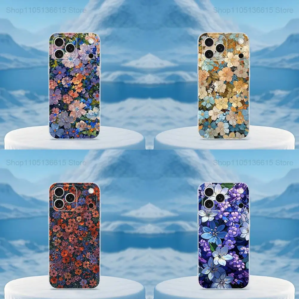 

Beauty Flower Painting Art Phone Case For iPhone 16,15,14,13,12,11,17 Pro,Max,Plus,X,XS,XR,SE,Mini Transparent Soft Cover